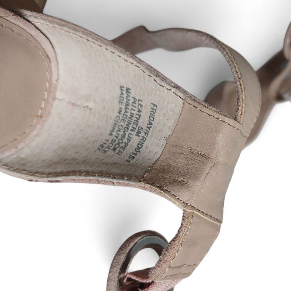 Steve Madden Women’s Nude Ankle Strap Block Heel Sandals Size 5 M Open Toe - Picture 5 of 6